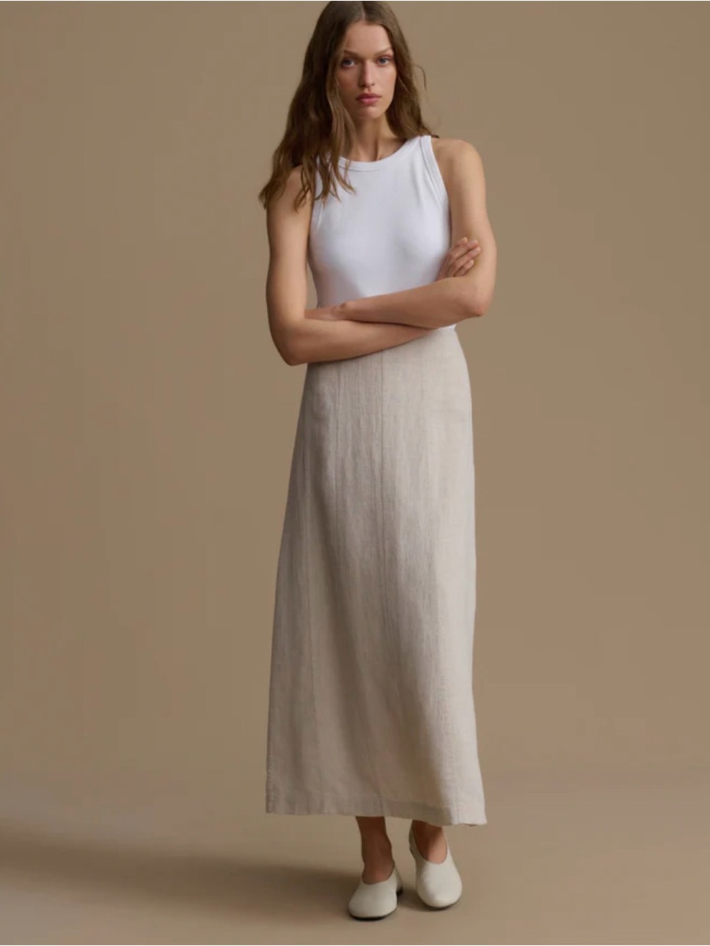 Jenni Kayne Cream Linen Maxi Skirt
